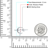Cat On The Moon Start Rhodium Plated 925 Sterling Silver (12mm)