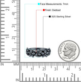 Daisies Ring Oxidized Band Solid 925 Sterling Silver Thumb Ring (7mm)
