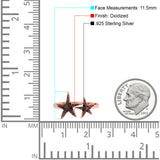 Starfish Ring Oxidized Band Solid 925 Sterling Silver Thumb Ring (11.5mm)