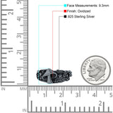 Mushroom Ring Oxidized Band Solid 925 Sterling Silver Thumb Ring (9.3mm)