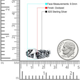 Mushroom Ring Oxidized Band Solid 925 Sterling Silver Thumb Ring (9.3mm)