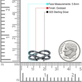 Moon & Star Ring Oxidized Band Solid 925 Sterling Silver Thumb Ring (5.8mm)