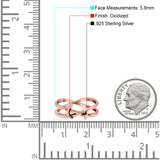 Moon & Star Ring Oxidized Band Solid 925 Sterling Silver Thumb Ring (5.8mm)
