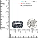 Petite Dainty Celtic Band Oxidized Ring Solid 925 Sterling Silver (7.8mm)