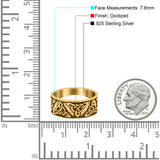 Petite Dainty Celtic Band Oxidized Ring Solid 925 Sterling Silver (7.8mm)