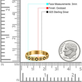 Sun Ring Oxidized Band Solid 925 Sterling Silver Thumb Ring (3mm)