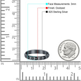 Moon & Stars Ring Oxidized Band Solid 925 Sterling Silver Thumb Ring (3mm)