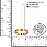 Moon & Stars Ring Oxidized Band Solid 925 Sterling Silver Thumb Ring (3mm)