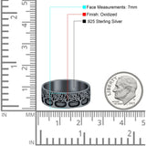 Trees Ring Oxidized Band Solid 925 Sterling Silver Thumb Ring (7mm)