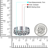 Trees Ring Oxidized Band Solid 925 Sterling Silver Thumb Ring (7mm)