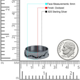 Mountains Ring Oxidized Band Solid 925 Sterling Silver Thumb Ring (6mm)