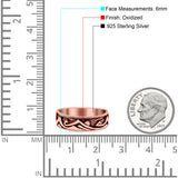 Mountains & Sun Ring Oxidized Band Solid 925 Sterling Silver Thumb Ring (6mm)