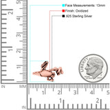 Frog Band Oxidized Solid 925 Sterling Silver Thumb Ring (13mm)