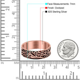 Tree Branches Ring Oxidized Band Solid 925 Sterling Silver Thumb Ring (7mm)