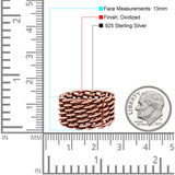 Weave Ring Oxidized Band Solid 925 Sterling Silver Thumb Ring (13mm)