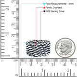 Weave Ring Oxidized Band Solid 925 Sterling Silver Thumb Ring (13mm)