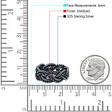 Weave Ring Oxidized Band Solid 925 Sterling Silver Thumb Ring (8mm)