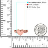 Heart Band Ring Oxidized Solid 925 Sterling Silver (8.5mm)