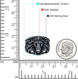 Lion Head Ring Oxidized Band Solid 925 Sterling Silver (16.5mm)