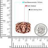 Lion Head Ring Oxidized Band Solid 925 Sterling Silver (16.5mm)
