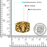 Lion Head Ring Oxidized Band Solid 925 Sterling Silver (16.5mm)