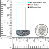 Mountains, Trees Sun Ring Oxidized Band Solid 925 Sterling Silver Thumb Ring (8mm)