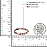 Chain Ring Oxidized Band Solid 925 Sterling Silver Thumb Ring (2.5mm)