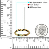 Chain Ring Oxidized Band Solid 925 Sterling Silver Thumb Ring (2.5mm)