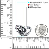 Cobra Snake Ring Oxidized Band Solid 925 Sterling Silver Thumb Ring (15.6mm)