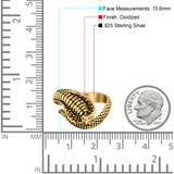 Cobra Snake Ring Oxidized Band Solid 925 Sterling Silver Thumb Ring (15.6mm)