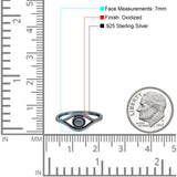 Eye Ring Oxidized Band Solid 925 Sterling Silver Thumb Ring (7mm)
