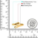 Faith & Cross Band Oxidized Ring Solid 925 Sterling Silver (11mm)
