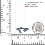 Moon & Star Ring Oxidized Band Solid 925 Sterling Silver Thumb Ring (10mm)