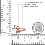 Bird & Branch Oxidized Band Solid 925 Sterling Silver Thumb Ring (20mm)