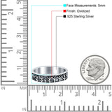 Tree Ring Oxidized Band Solid 925 Sterling Silver Thumb Ring (5mm)