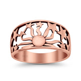 Dainty Sun Rays With Stars Sunshine Half Rounded Design Oxidized Statement Band Solid 925 Sterling Silver Thumb Ring (11.4mm)