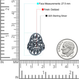 Filigree Leaves Circle Charm Tree of Life Statement Oxidized Band Solid 925 Sterling Silver Thumb Ring (27.5mm)