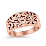 Filigree Open Swirl  Oxidized Band 925 Sterling Silver Thumb Ring (10mm)