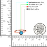Petite Dainty Lab Opal Ring Solid Round Oxidized 925 Sterling Silver