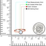 Petite Dainty Lab Opal Ring Solid Round Oxidized 925 Sterling Silver