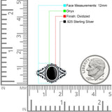 Filigree Vintage Style Oval Lab Opal Ring Solid Oxidized 925 Sterling Silver