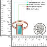 16mm Radiant Cut Solitaire Ring Thumb Ring Simulated Turquoise 925 Sterling Silver