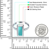 16mm Radiant Cut Solitaire Ring Thumb Ring Simulated Turquoise 925 Sterling Silver