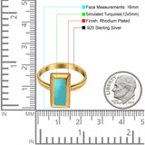 16mm Radiant Cut Solitaire Ring Thumb Ring Simulated Turquoise 925 Sterling Silver