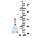 Pear Shape Lab Created Opal Simulated CZ 925 Sterling Silver Charm Pendant (21.5mm)