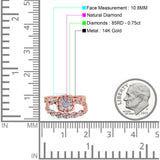 14K Gold 0.75ct Round 10.8mm G SI Diamond Engagement Bridal Set Wedding Ring