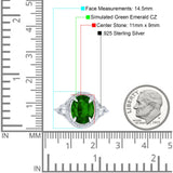 Oval Accent Wedding Engagement Ring Simulated Cubic Zirconia 925 Sterling Silver
