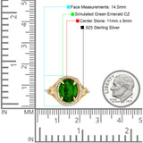 Oval Accent Wedding Engagement Ring Simulated Cubic Zirconia 925 Sterling Silver