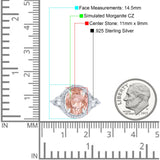 Oval Accent Wedding Engagement Ring Simulated Cubic Zirconia 925 Sterling Silver