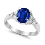 Solitaire Oval Three Stone Simulated Cubic Zirconia 925 Sterling Silver